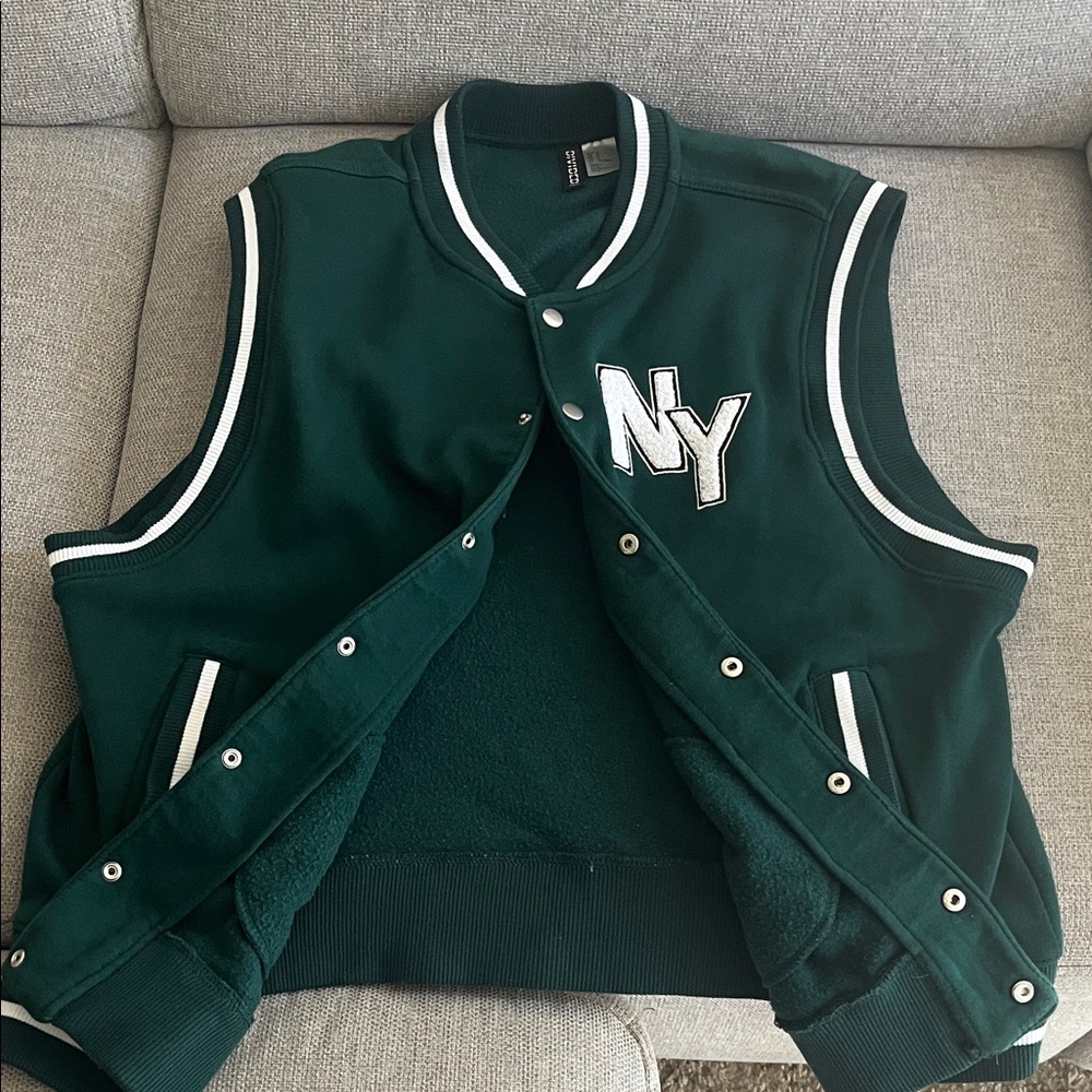 Divided Dark Green Varsity Jacket with NY Logo